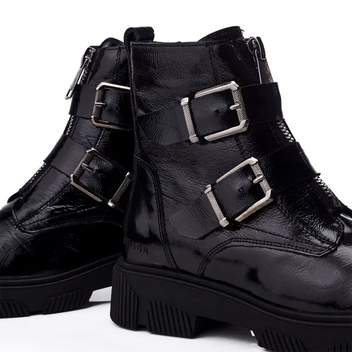 Black Boots Women Moda In Pelle Shoon Sh Soller Black Patent Leather