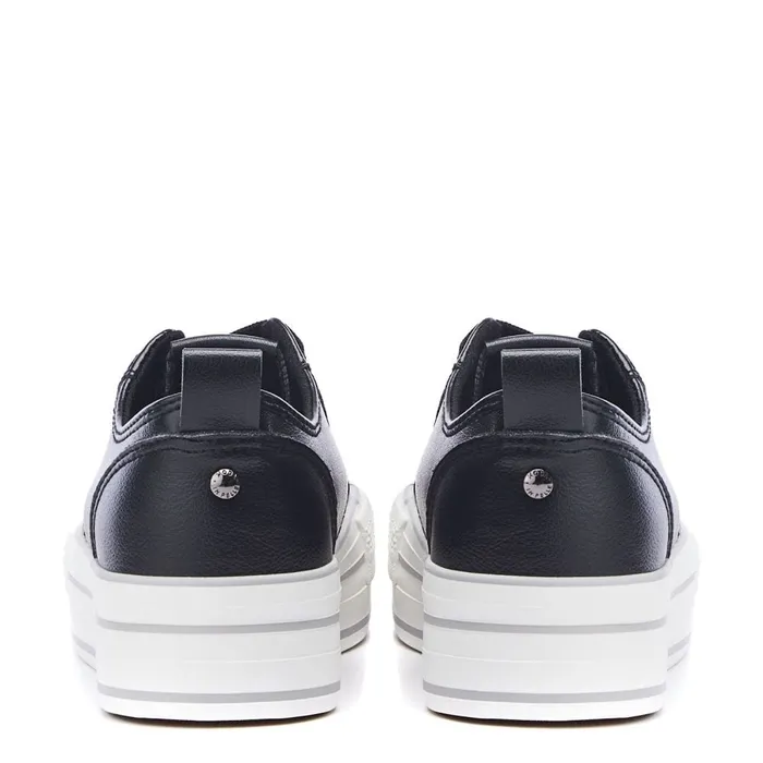 Black Trainers Women Moda In Pelle Bagnol Black Porvair