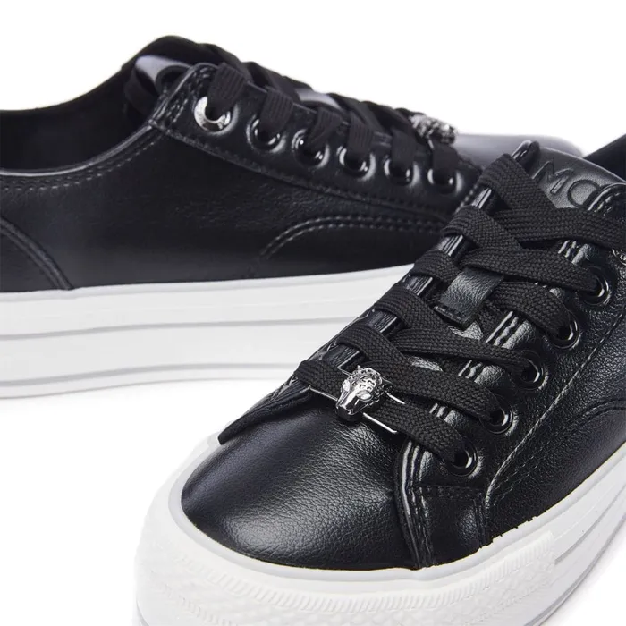 Black Trainers Women Moda In Pelle Bagnol Black Porvair