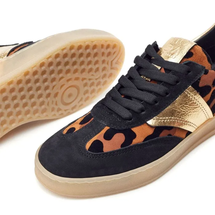 Black Trainers Women Moda In Pelle Bennet Black 8211 Leopard Leather