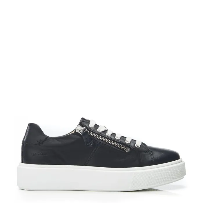 Black Trainers Women Moda In Pelle Shoon Sh Idria Black Leather