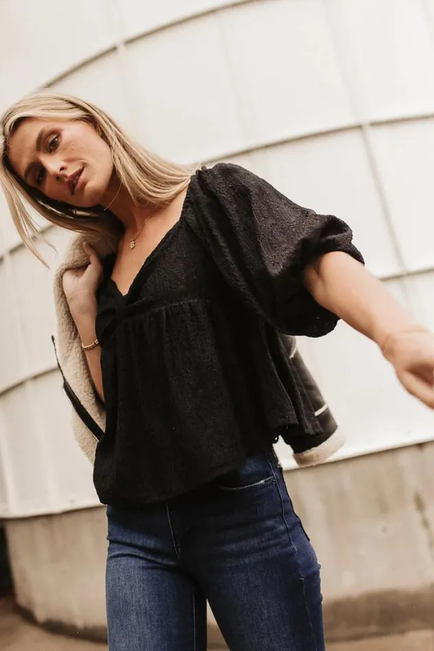 Bohme Blouses Kasey Babydoll Blouse In Black Black 8211 Women Bohme Blouses Kasey Babydoll Blouse In Black Black 8211 Women