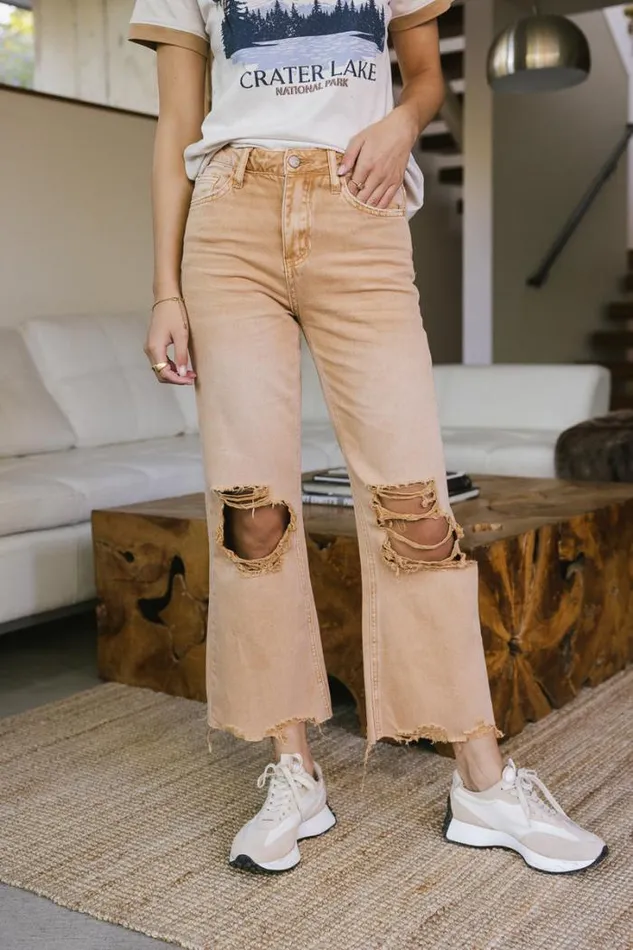 Bohme Denim Charlie Distressed Jeans In Mustard Mustard 8211 Women