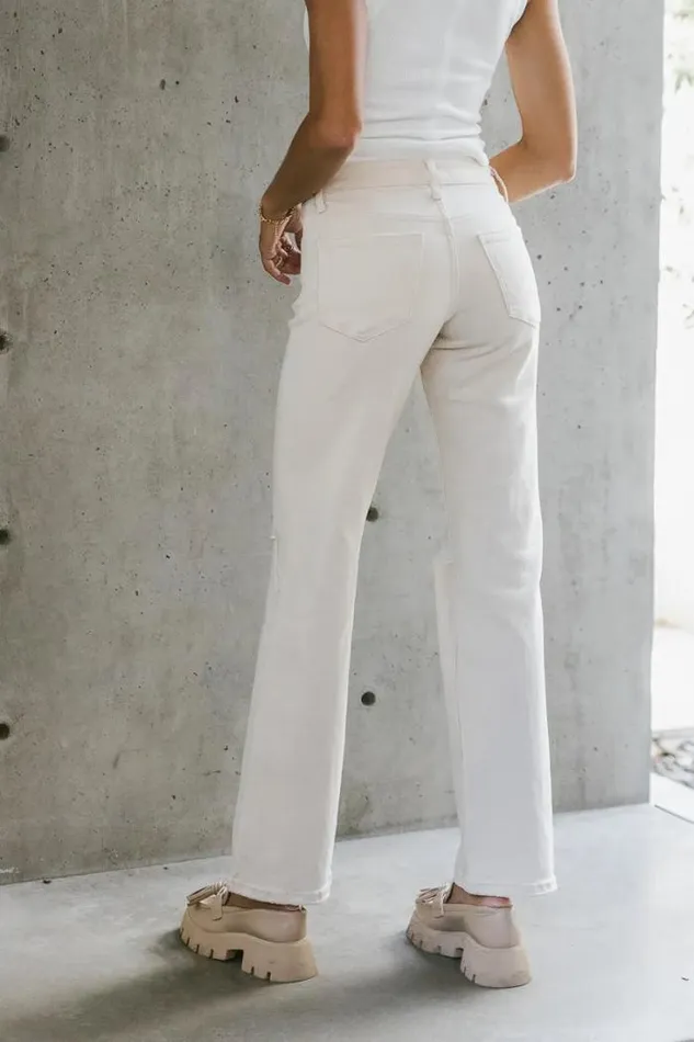 Bohme Denim Faith Straight Leg Jeans 8211 FINAL SALE Cream 8211 Women Bohme Denim Faith Straight Leg Jeans 8211 FINAL SALE Cream 8211 Women
