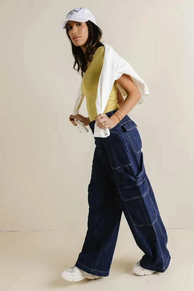 Bohme Denim Sara Cargo Jeans Dark Wash 8211 Women Bohme Denim Sara Cargo Jeans Dark Wash 8211 Women