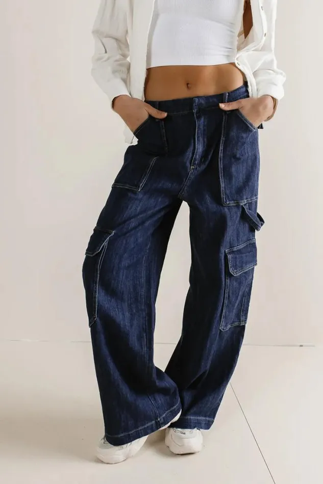Bohme Denim Sara Cargo Jeans Dark Wash 8211 Women Bohme Denim Sara Cargo Jeans Dark Wash 8211 Women