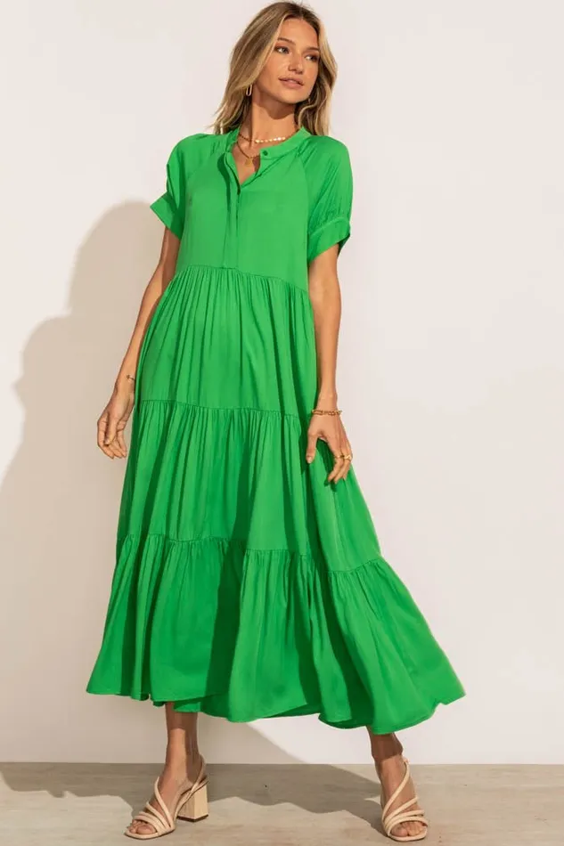Bohme Dresses Amanda Tiered Dress In Kelly Green 8211 FINAL SALE Kelly Green 8211 Women Bohme Dresses Amanda Tiered Dress In Kelly Green 8211 FINAL SALE Kelly Green 8211 Women