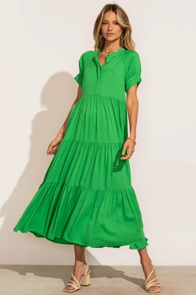 Bohme Dresses Amanda Tiered Dress In Kelly Green 8211 FINAL SALE Kelly Green 8211 Women Bohme Dresses Amanda Tiered Dress In Kelly Green 8211 FINAL SALE Kelly Green 8211 Women