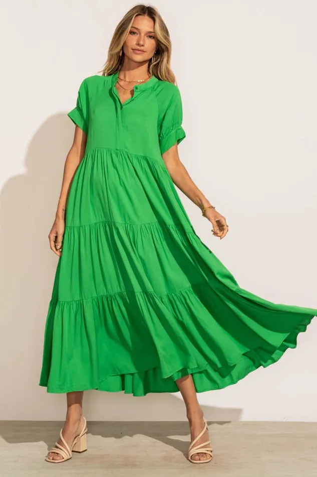 Bohme Dresses Amanda Tiered Dress In Kelly Green 8211 FINAL SALE Kelly Green 8211 Women Bohme Dresses Amanda Tiered Dress In Kelly Green 8211 FINAL SALE Kelly Green 8211 Women