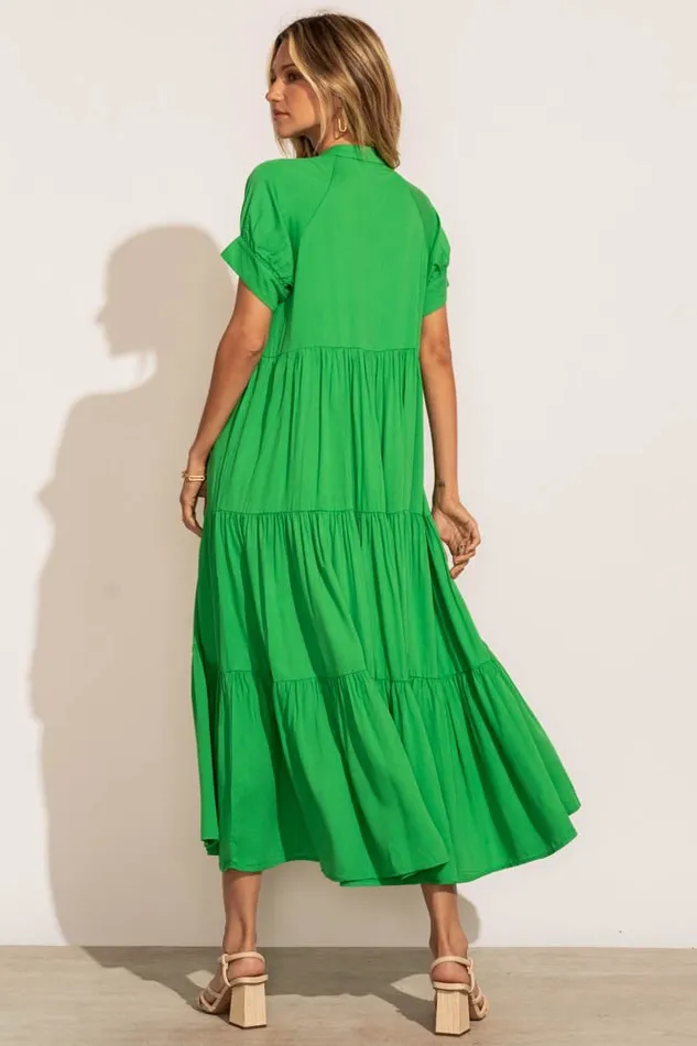 Bohme Dresses Amanda Tiered Dress In Kelly Green 8211 FINAL SALE Kelly Green 8211 Women Bohme Dresses Amanda Tiered Dress In Kelly Green 8211 FINAL SALE Kelly Green 8211 Women