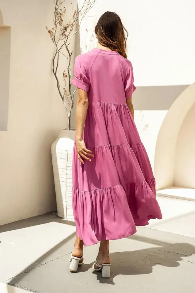 Bohme Dresses Amanda Tiered Dress In Orchid 8211 FINAL SALE Orchid 8211 Women Bohme Dresses Amanda Tiered Dress In Orchid 8211 FINAL SALE Orchid 8211 Women