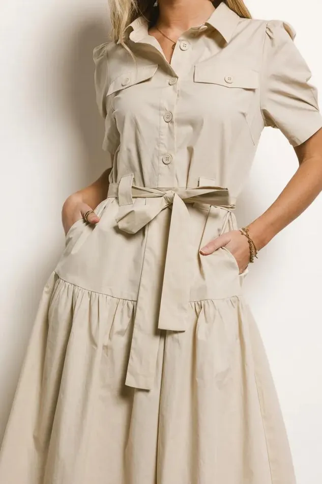 Bohme Dresses Britta Poplin Dress In Taupe Taupe 8211 Women Bohme Dresses Britta Poplin Dress In Taupe Taupe 8211 Women