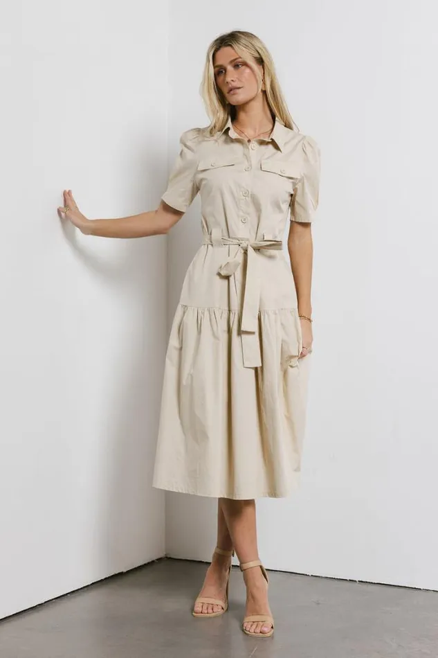 Bohme Dresses Britta Poplin Dress In Taupe Taupe 8211 Women Bohme Dresses Britta Poplin Dress In Taupe Taupe 8211 Women