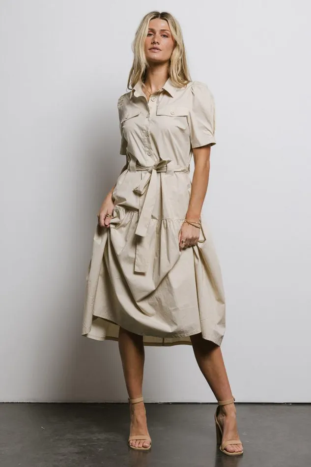 Bohme Dresses Britta Poplin Dress In Taupe Taupe 8211 Women Bohme Dresses Britta Poplin Dress In Taupe Taupe 8211 Women