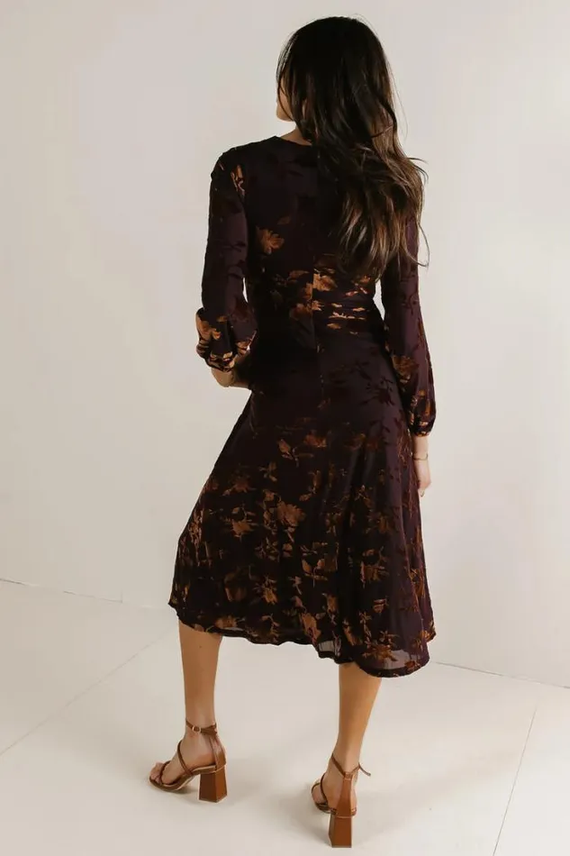 Bohme Dresses Jane Velvet Midi Dress Maroon 8211 Women Bohme Dresses Jane Velvet Midi Dress Maroon 8211 Women