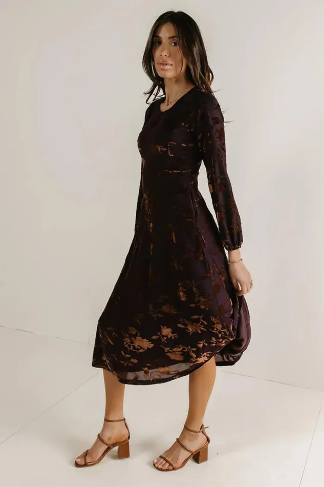 Bohme Dresses Jane Velvet Midi Dress Maroon 8211 Women Bohme Dresses Jane Velvet Midi Dress Maroon 8211 Women