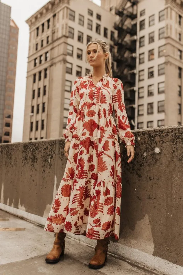 Bohme Dresses Jayla Floral Chiffon Dress In Cream Cream 8211 Women