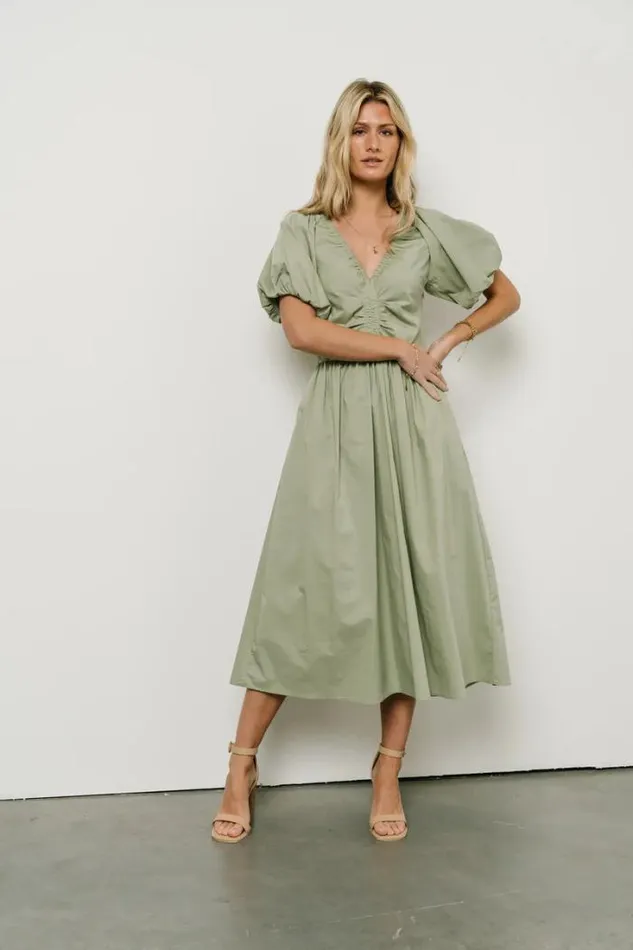 Bohme Dresses Kate VNeck Midi Dress Sage 8211 Women