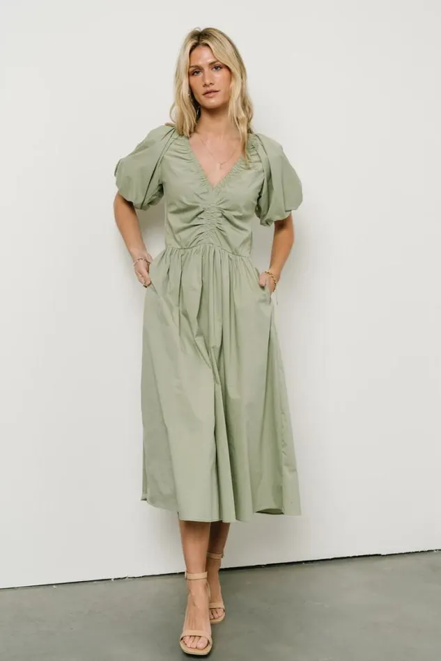 Bohme Dresses Kate VNeck Midi Dress Sage 8211 Women Bohme Dresses Kate VNeck Midi Dress Sage 8211 Women