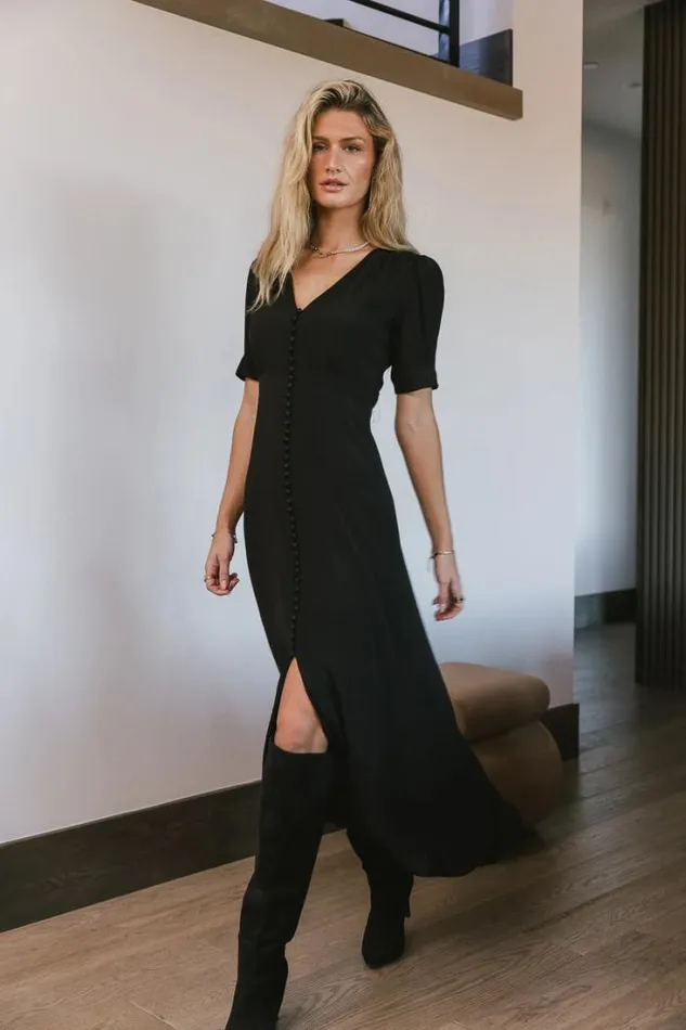 Bohme Dresses Lia Button Detail Dress In Black Black 8211 Women