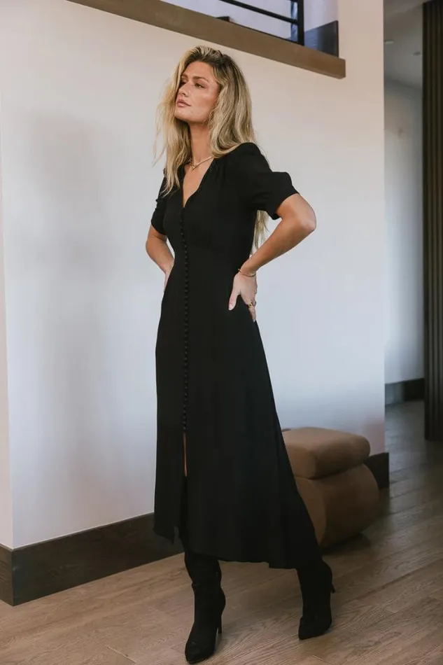 Bohme Dresses Lia Button Detail Dress In Black Black 8211 Women Bohme Dresses Lia Button Detail Dress In Black Black 8211 Women