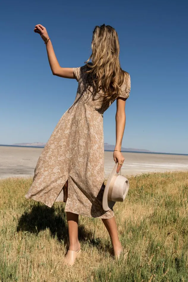 Bohme Dresses Lindsey Floral Dress In Taupe 8211 FINAL SALE Taupe 8211 Women Bohme Dresses Lindsey Floral Dress In Taupe 8211 FINAL SALE Taupe 8211 Women
