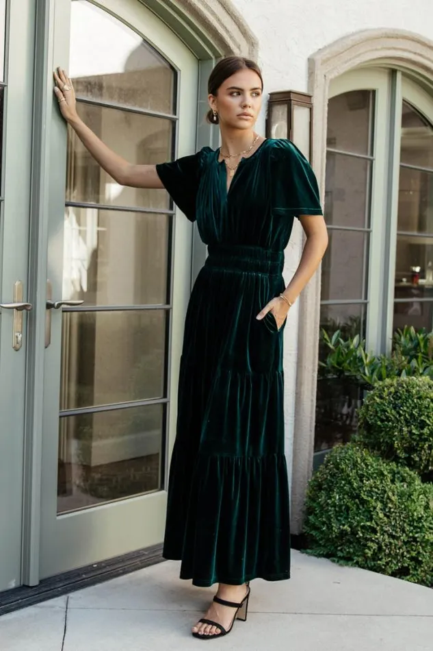 Bohme Dresses Marlowe Velvet Dress In Emerald Emerald 8211 Women