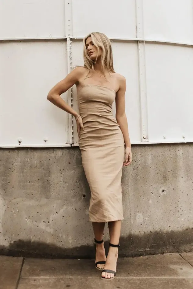 Bohme Dresses Micah Strapless Midi Dress In Khaki Khaki 8211 Women