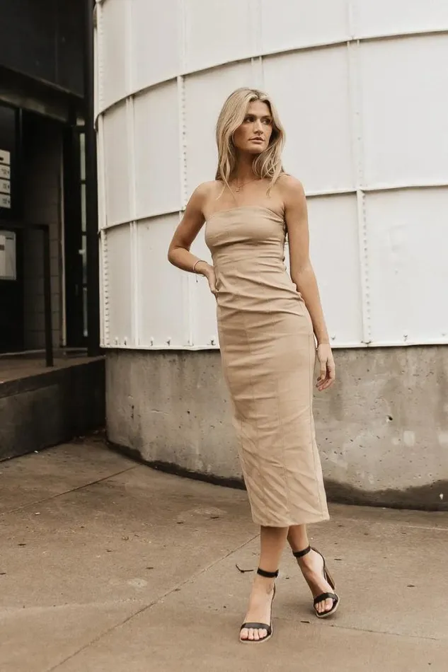 Bohme Dresses Micah Strapless Midi Dress In Khaki Khaki 8211 Women Bohme Dresses Micah Strapless Midi Dress In Khaki Khaki 8211 Women