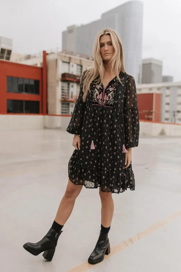 Bohme Dresses Milan Embroidered Mini Dress Black 8211 Women