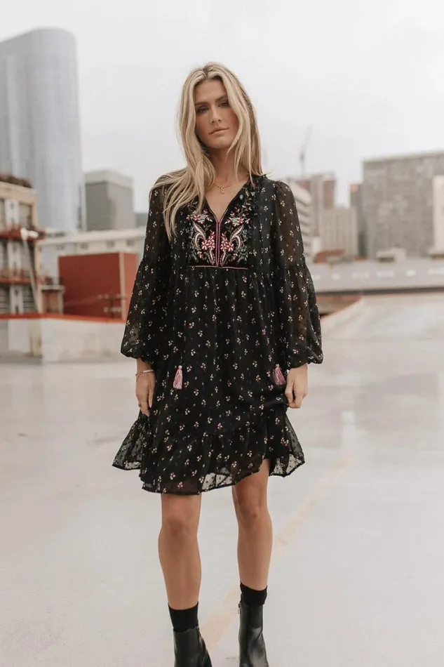 Bohme Dresses Milan Embroidered Mini Dress Black 8211 Women Bohme Dresses Milan Embroidered Mini Dress Black 8211 Women