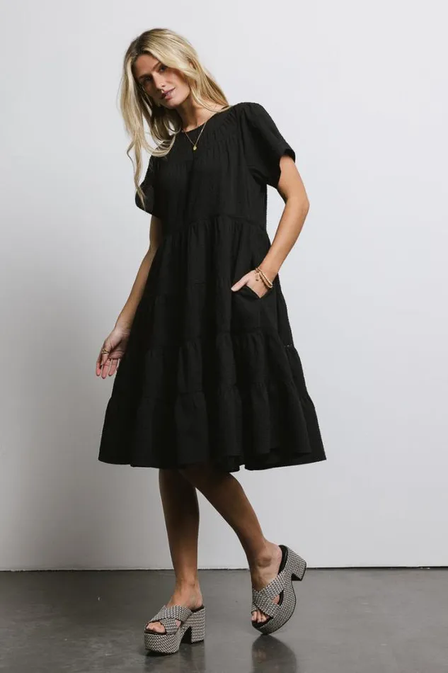 Bohme Dresses Neve Textured Midi Dress In Black Black 8211 Women