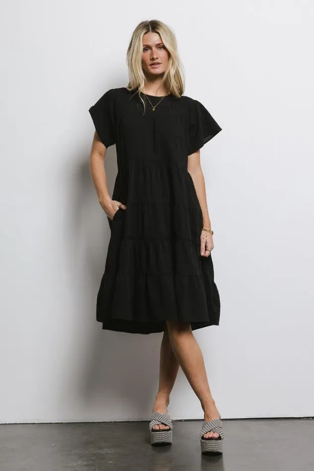 Bohme Dresses Neve Textured Midi Dress In Black Black 8211 Women