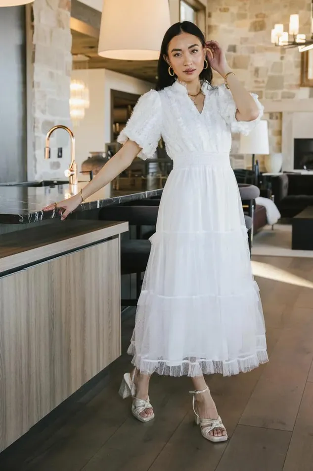 Bohme Dresses Padme Mesh Midi Dress In White White 8211 Women