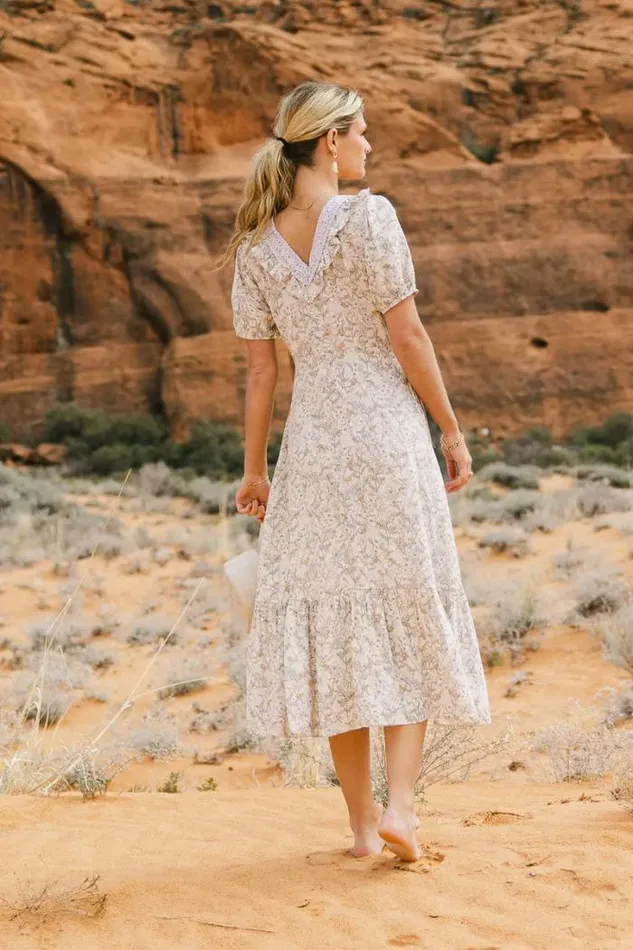 Bohme Dresses Paizley Printed Midi Dress Taupe 8211 Women Bohme Dresses Paizley Printed Midi Dress Taupe 8211 Women