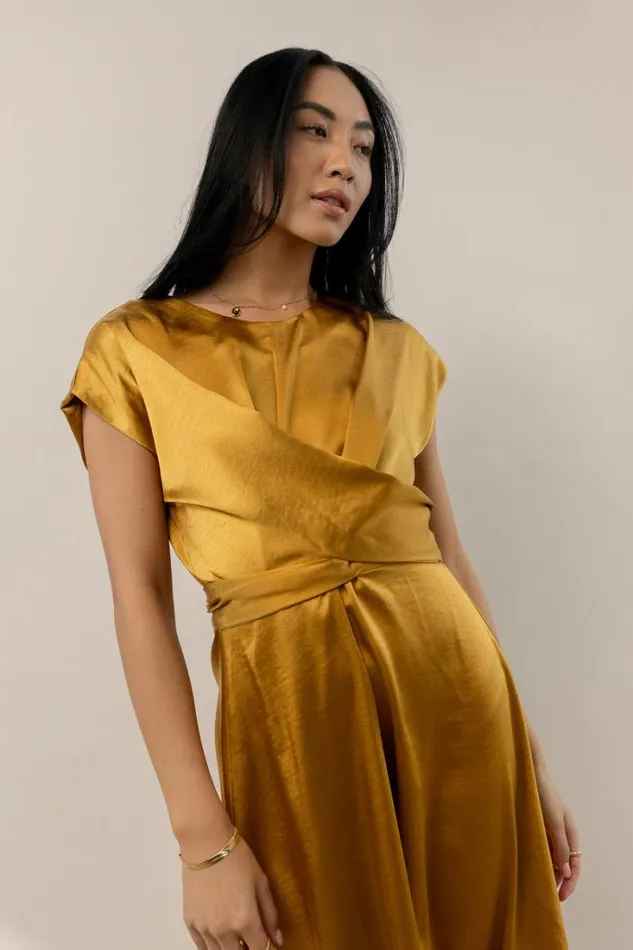Bohme Dresses Rosalind Midi Dress In Mustard Mustard 8211 Women
