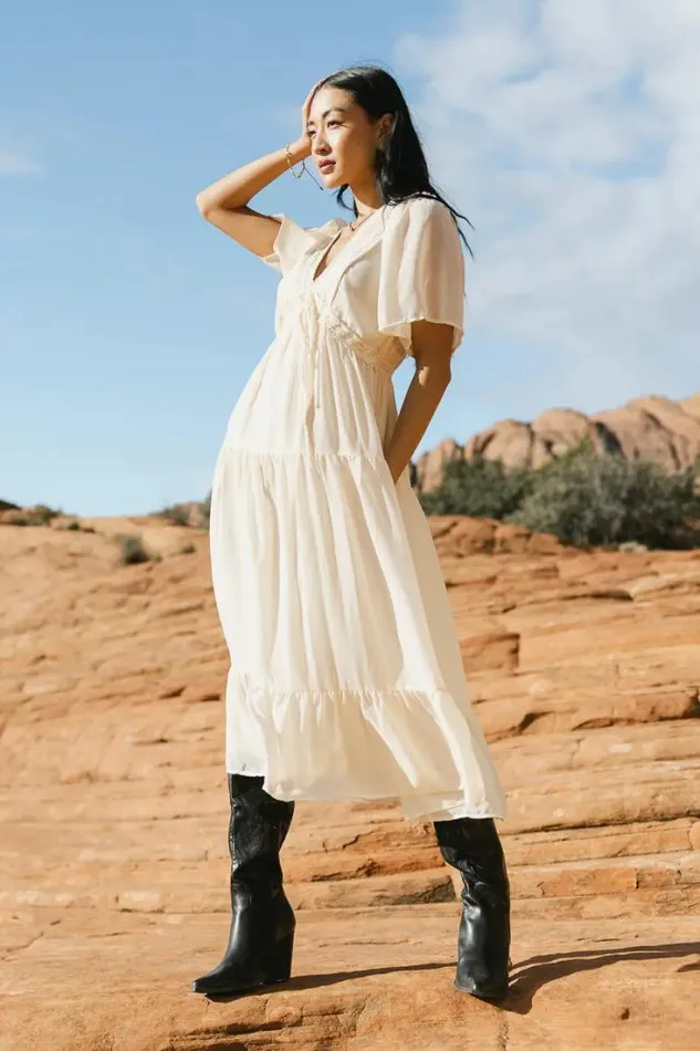 Bohme Dresses Tamsyn Midi Dress Cream 8211 Women Bohme Dresses Tamsyn Midi Dress Cream 8211 Women