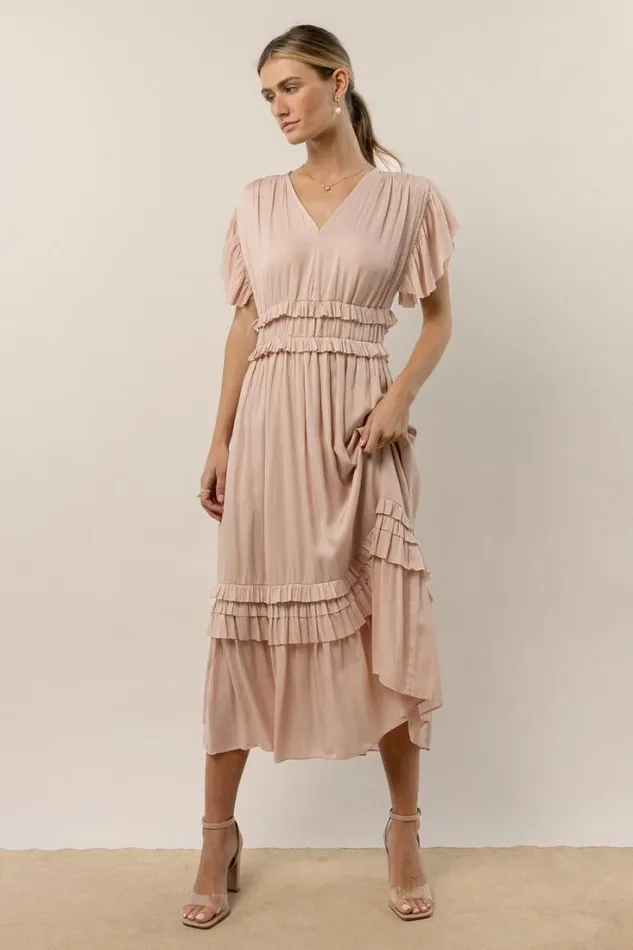 Bohme Dresses Willa Ruffle Dress In Rose Rose 8211 Women