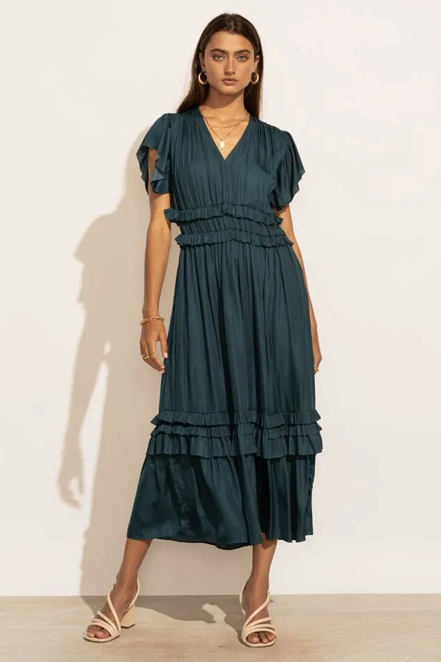 Bohme Dresses Willa Ruffle Dress In Teal Teal 8211 Women Bohme Dresses Willa Ruffle Dress In Teal Teal 8211 Women