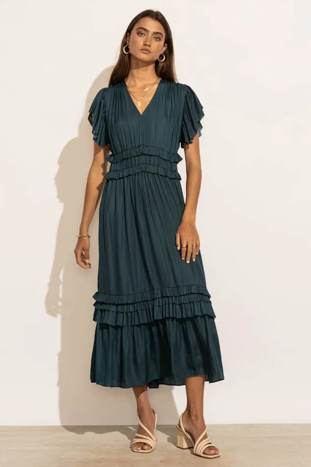 Bohme Dresses Willa Ruffle Dress In Teal Teal 8211 Women Bohme Dresses Willa Ruffle Dress In Teal Teal 8211 Women