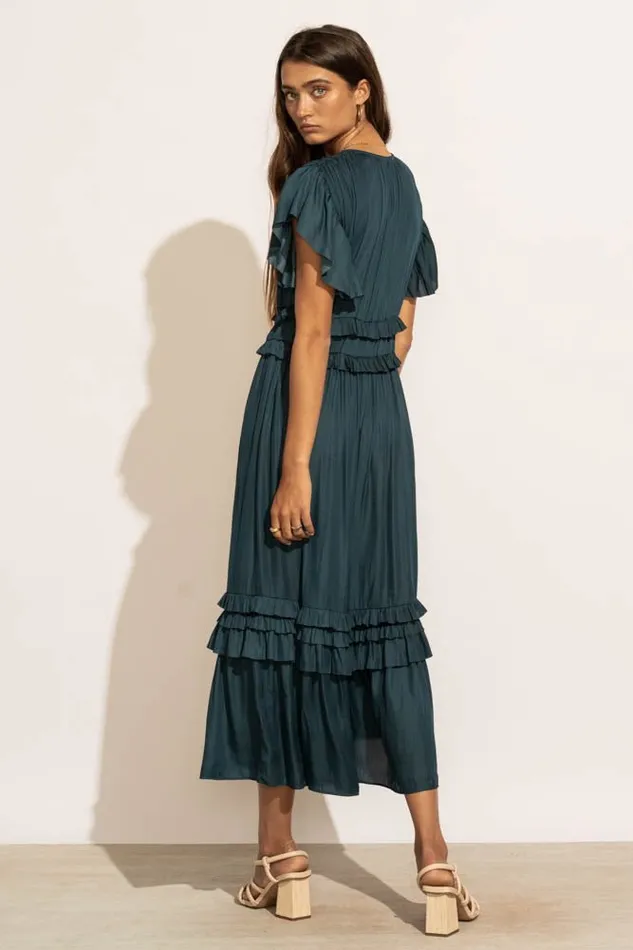 Bohme Dresses Willa Ruffle Dress In Teal Teal 8211 Women Bohme Dresses Willa Ruffle Dress In Teal Teal 8211 Women