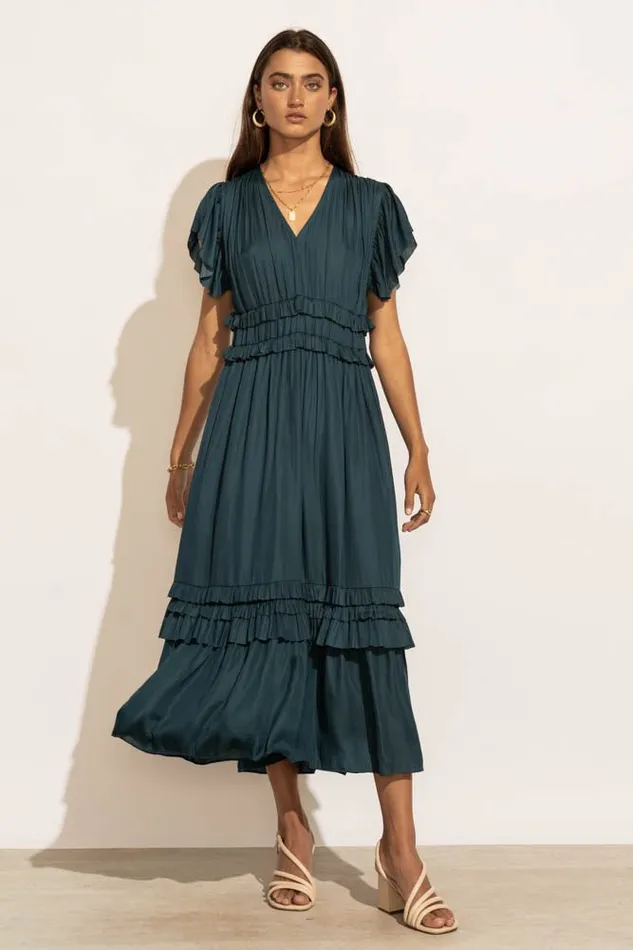 Bohme Dresses Willa Ruffle Dress In Teal Teal 8211 Women Bohme Dresses Willa Ruffle Dress In Teal Teal 8211 Women