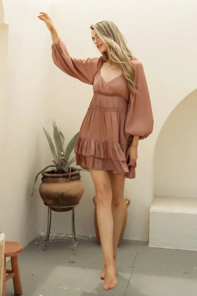 Bohme Dresses Xena Mini Dress In Dusty Rose 8211 FINAL SALE Rose 8211 Women