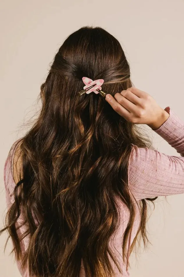 Bohme Hair Accessories Checkered Creaseless Hair Clips In Pink Pink 8211 Women
