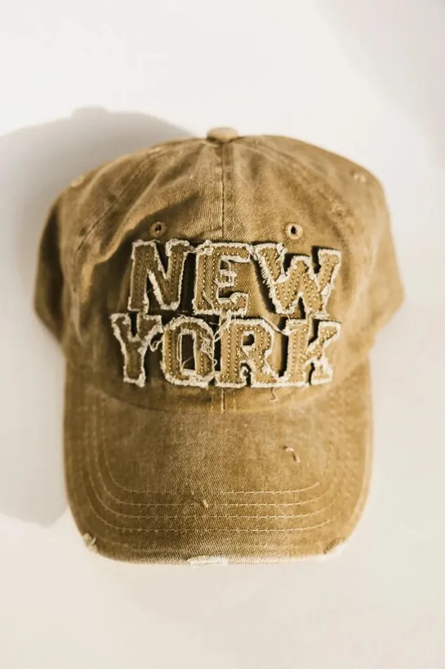 Bohme Hats and Caps Ripped New York Baseball Call In Khaki Khaki 8211 Women