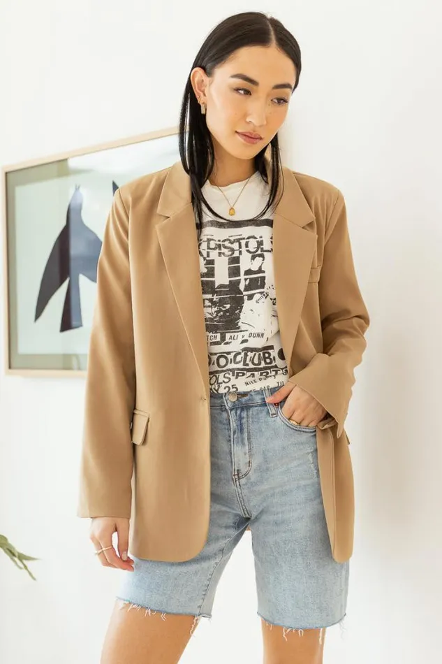 Bohme Jackets and Blazers Crystal Blazer In Tan 8211 FINAL SALE Tan 8211 Women Bohme Jackets and Blazers Crystal Blazer In Tan 8211 FINAL SALE Tan 8211 Women
