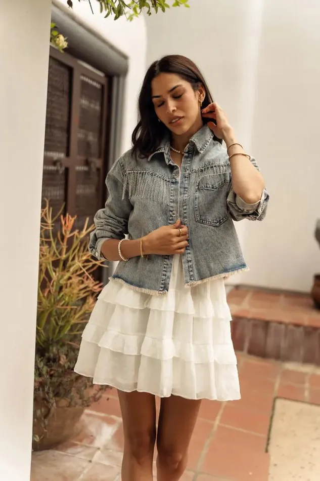 Bohme Jackets and Blazers Olivia Denim Jacket 8211 FINAL SALE Light Wash 8211 Women Bohme Jackets and Blazers Olivia Denim Jacket 8211 FINAL SALE Light Wash 8211 Women