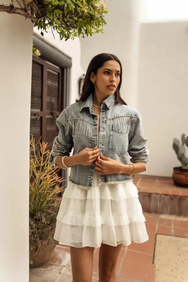 Bohme Jackets and Blazers Olivia Denim Jacket 8211 FINAL SALE Light Wash 8211 Women Bohme Jackets and Blazers Olivia Denim Jacket 8211 FINAL SALE Light Wash 8211 Women
