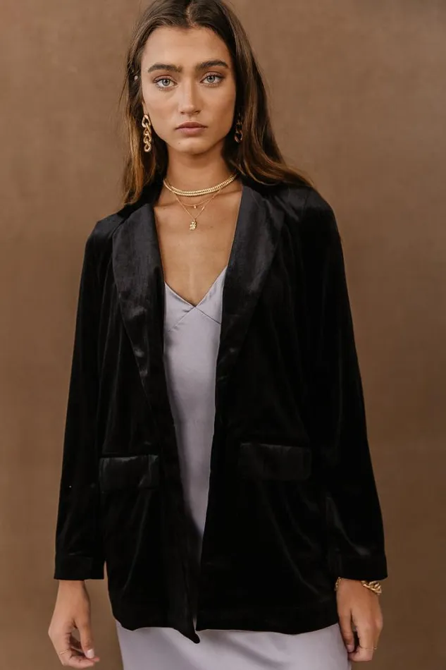 Bohme Jackets and Blazers Vero Moda Audrey Velvet Blazer 8211 FINAL SALE Black 8211 Women
