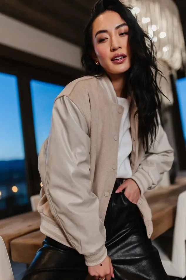 Bohme Outerwear Call The Shots Varsity Jacket In Mocha Mocha 8211 Women Bohme Outerwear Call The Shots Varsity Jacket In Mocha Mocha 8211 Women